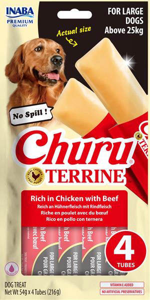 Inaba Churu Terrine dog maškrta pre psy kura s hovädzím 4x54 g