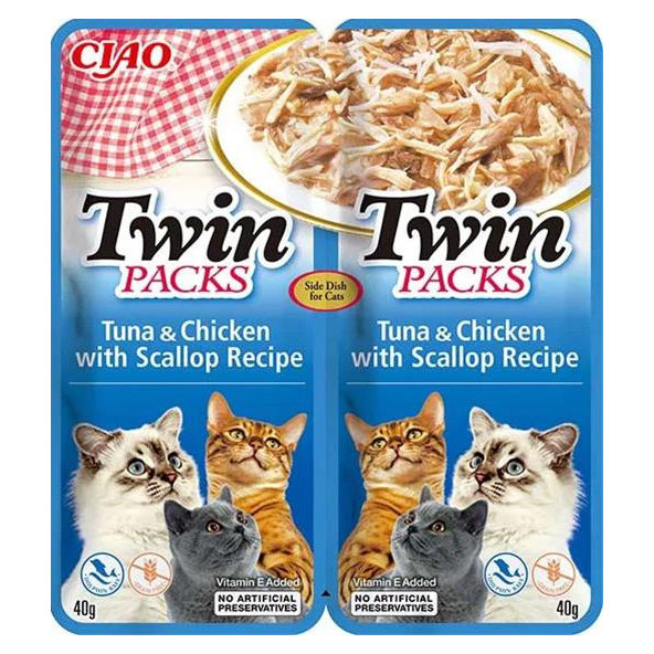 Inaba Twin Packs Cat Kapsička Tuniak & Kura s hrebenatkou 80 g
