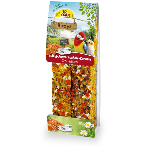 JR FARM BIRDYS tyčinky pre korely a rozely - med, mrkva, mušle 2ks/260g