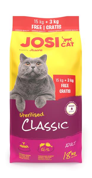 JosiCat Cat Sterilised Classic granule pre sterilizované mačky 15 kg + 3 kg