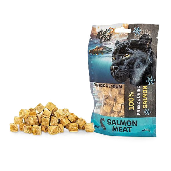 KIDCAT SUPER PREMIUM 100% mrazom sušené mäso z lososa pre mačky 25 g