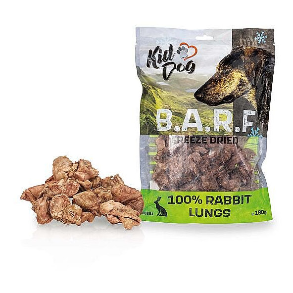 KIDDOG BARF 100% králičie pľúca sušené mrazom pre psy 180 g