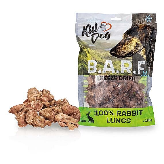 KIDDOG BARF 100% králičie pľúca sušené mrazom pre psy 180 g