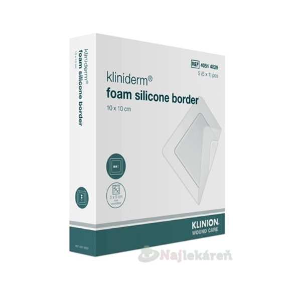 Kliniderm foam silicon border krytie penové silikónové sterilné 10x10cm 5ks
