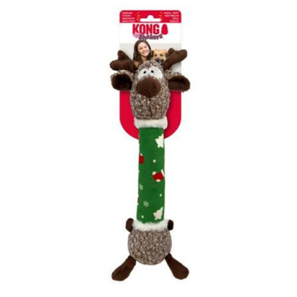 Kong Dog Holiday Shaker Luvs Reindeer s pískatkom, polyester, M hračka pre psy
