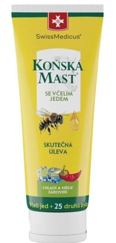 SwissMedicus KONSKÁ MASŤ SO VČELÍM JEDOM 25 druhov bylín 75ml kúpite na Najlekaren.eu