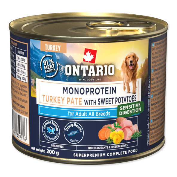 Konzerva Ontario Adult monoprotein morčacie paté s batátmi 200 g