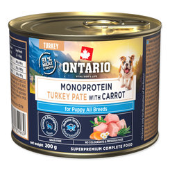 Konzerva Ontario Puppy monoprotein morčacie paté s mrkvou 200 g