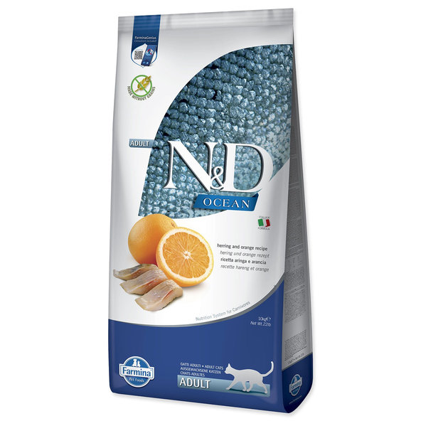 Krmivo N&D Cat Ocean Herring & Orange granule pre mačky 10kg