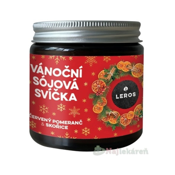 LEROS VIANOČNÁ SÓJOVA SVIEČKA vonná sviečka s vôňou červeného pomaranča & škorice 120ml