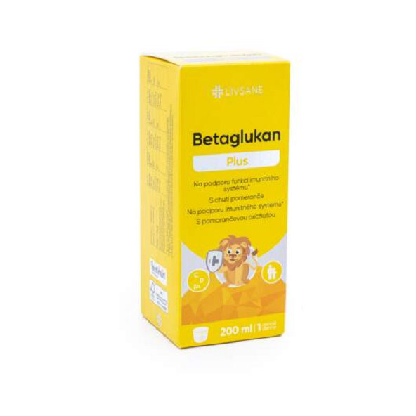 LIVSANE Betaglukán Plus sirup s vitamínmi C, D, zinkom a betaglukánom, s pomarančovou príchuťou 200ml