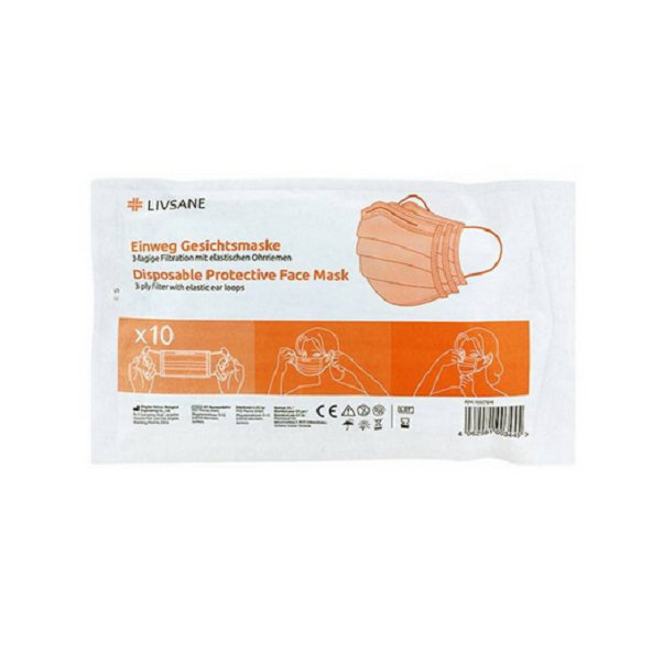 LIVSANE Ochranná maska na jedno použitie rúško, 3-vrstvové 10ks