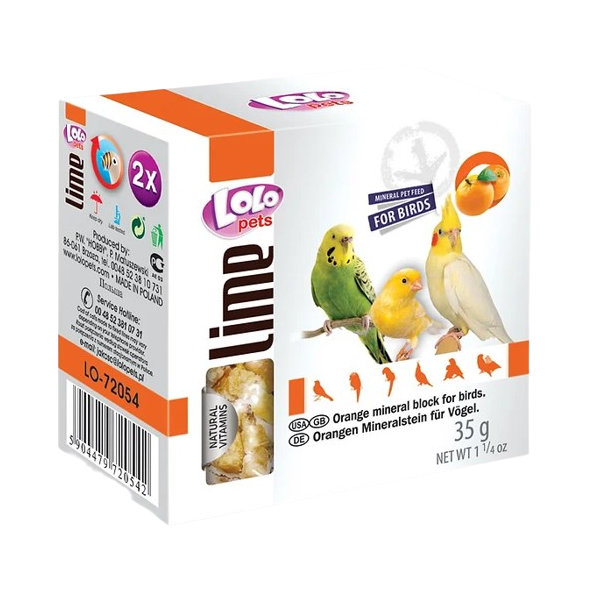 LOLOPETS minerálne kamene pre vtáky pomaranč 2ks/40g