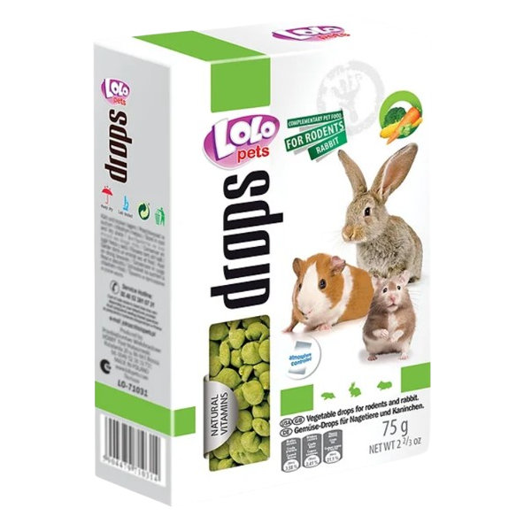 LOLOPETS zeleninové dropsy pre hlodavce a králiky 75g