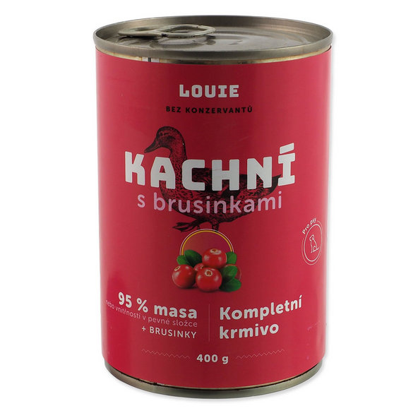LOUIE kačacie s brusnicami konzerva pre psov 400 g