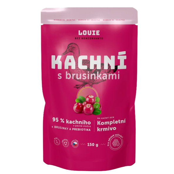 LOUIE kapsička pre psov kačacie s brusnicami 150 g