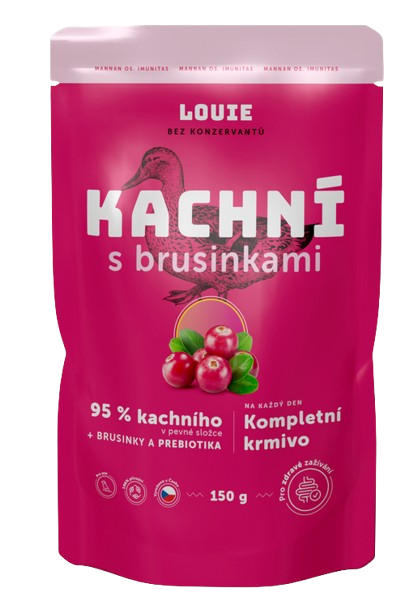 LOUIE kapsička pre psov kačacie s brusnicami 150 g