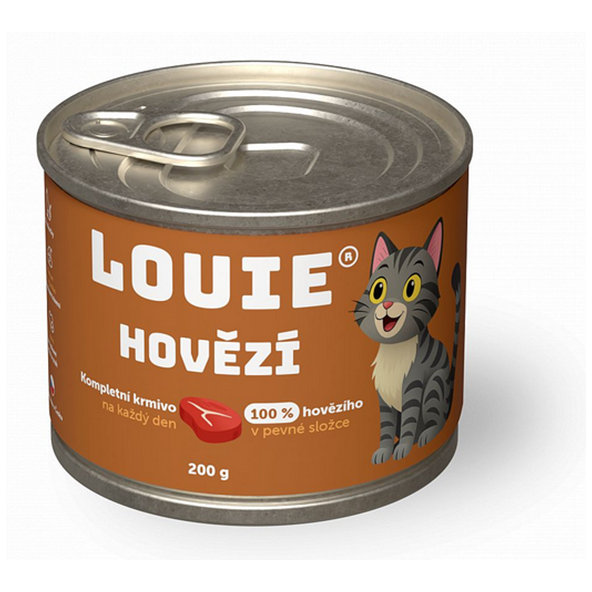 LOUIE konzerva pre mačky hovädzie s prebiotikami 200 g