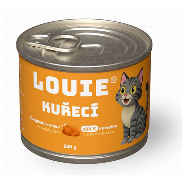LOUIE konzerva pre mačky kuracie s prebiotikami 200 g