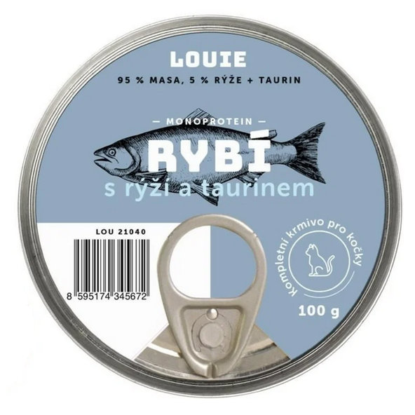 LOUIE konzerva pre mačky ryba a kuracie s ryžou a taurínom 100 g