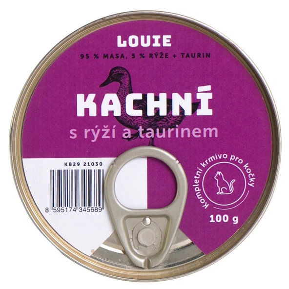 LOUIE konzerva pre mačky s kačicou, ryžou a taurínom 100 g