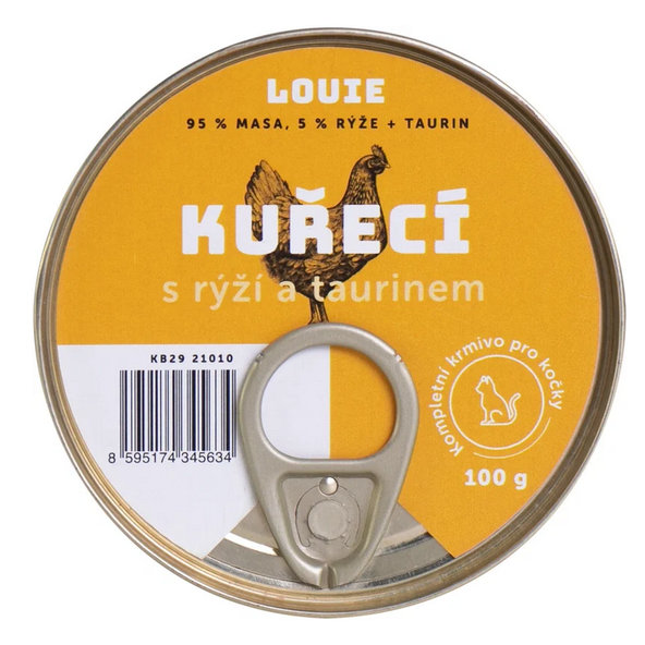 LOUIE konzerva pre mačky s kuraťom, ryžou a taurínom 100 g