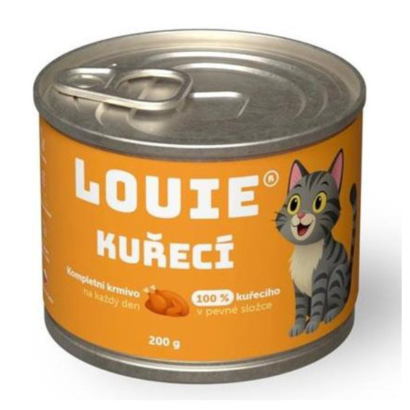 LOUIE konzerva pre mačky s kuraťom, ryžou a taurínom 200 g