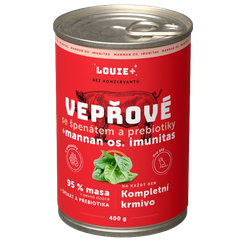LOUIE konzerva pre psov bravčové, špenát a prebiotiká 400 g