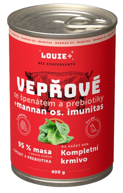 E-shop LOUIE konzerva pre psov bravčové, špenát a prebiotiká 400 g