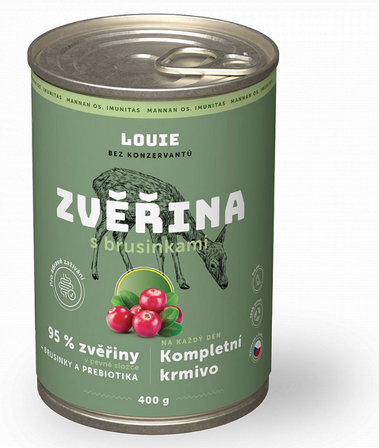 E-shop LOUIE konzerva pre psov divina a brusnice s prebiotikami 400 g