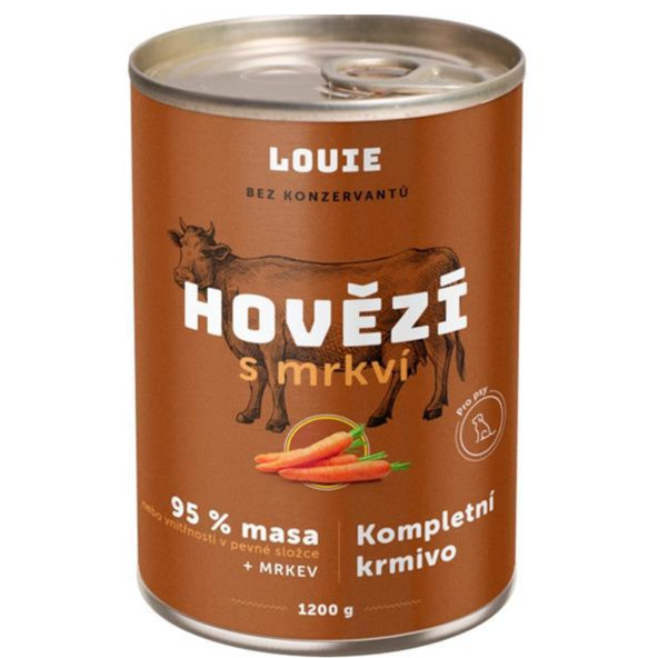 LOUIE konzerva pre psov hovädzie s mrkvou 1200 g