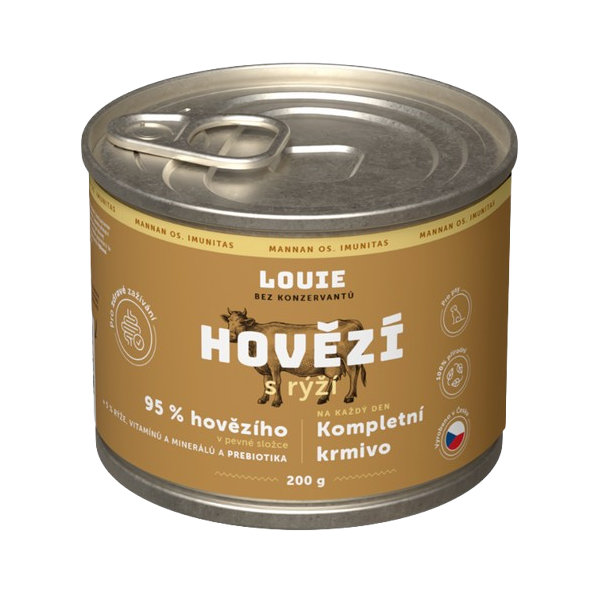 LOUIE konzerva pre psov hovädzie s ryžou 200 g