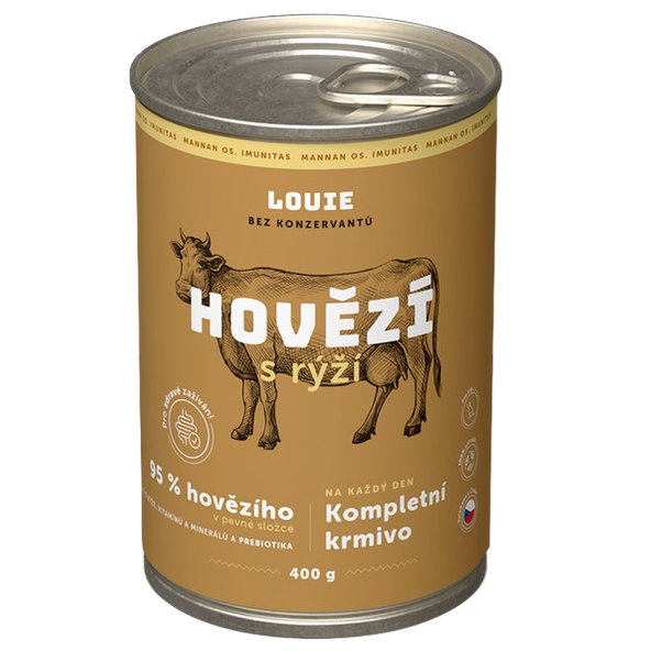 LOUIE konzerva pre psov hovädzie s ryžou 400 g