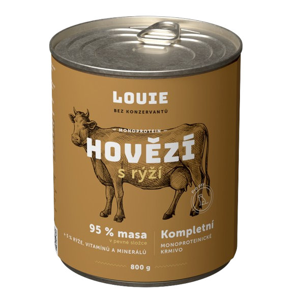 LOUIE konzerva pre psov hovädzie s ryžou 800 g