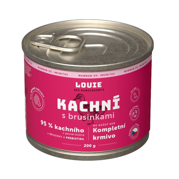 LOUIE konzerva pre psov kačacie s brusnicami 200 g