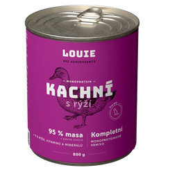 LOUIE konzerva pre psov kačacie s ryžou 800 g