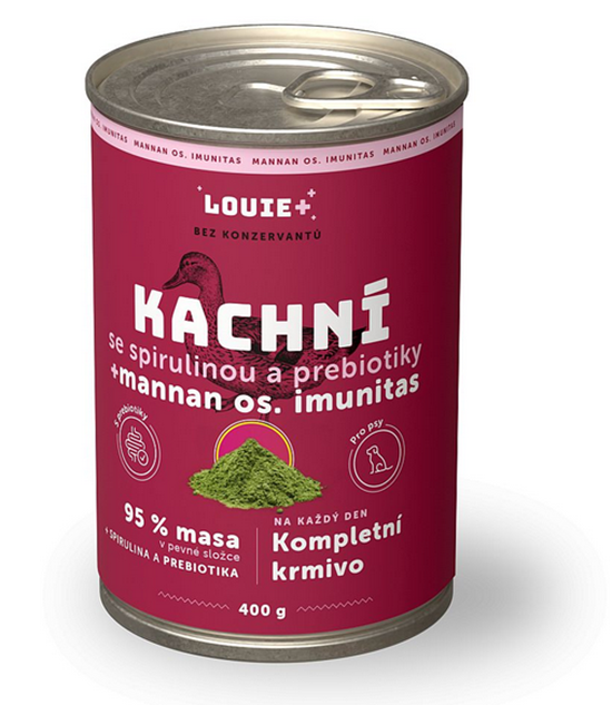 E-shop LOUIE konzerva pre psov kačka, spirulina a prebiotiká 400 g