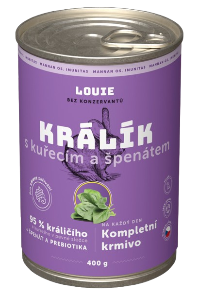 E-shop LOUIE konzerva pre psov králik so špenátom 400 g