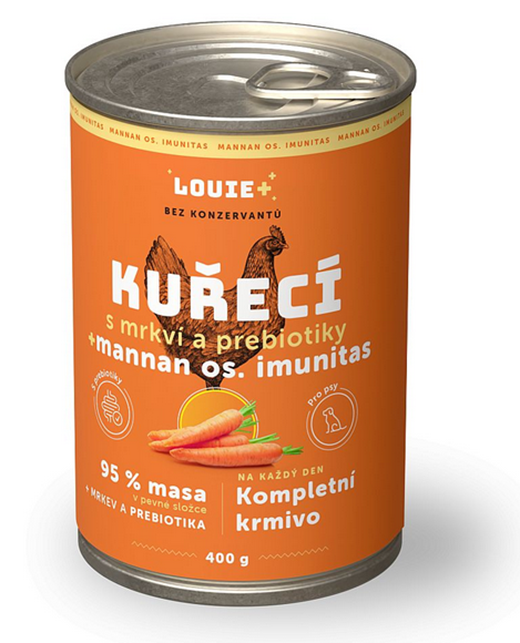 E-shop LOUIE konzerva pre psov kuracie a mrkva s prebiotikami 400 g