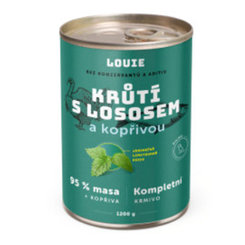 LOUIE konzerva pre psov morka s lososom a žihľavou 1200 g
