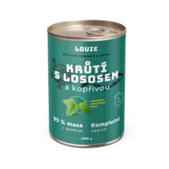 LOUIE konzerva pre psov morka s lososom a žihľavou 1200 g