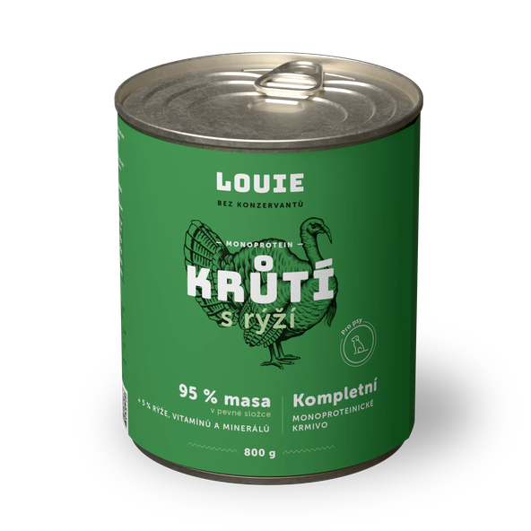 LOUIE konzerva pre psov morka s ryžou 800 g