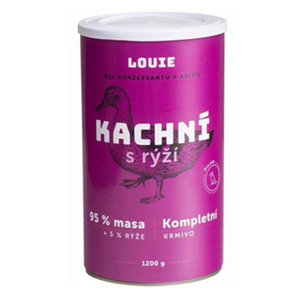 LOUIE konzerva pre psov s kačicou a ryžou 1200 g