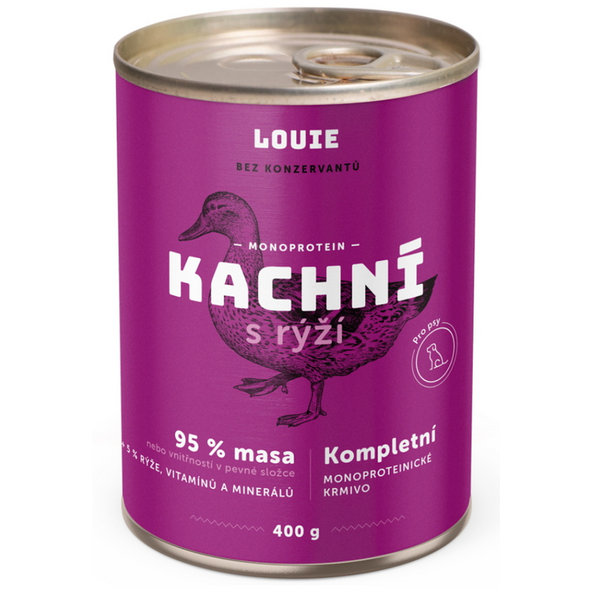 LOUIE konzerva pre psov s kačicou a ryžou 400 g