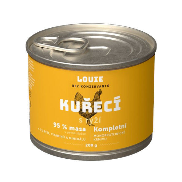 LOUIE konzerva pre psov s kuraťom a ryžou 200 g