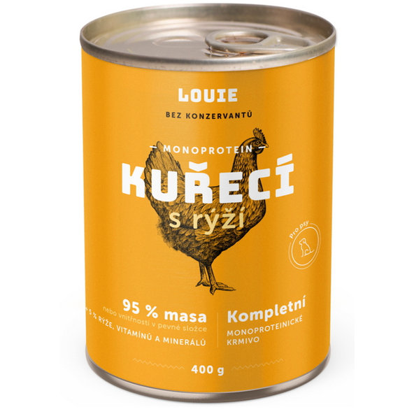 LOUIE konzerva pre psov s kuraťom a ryžou 1200 g