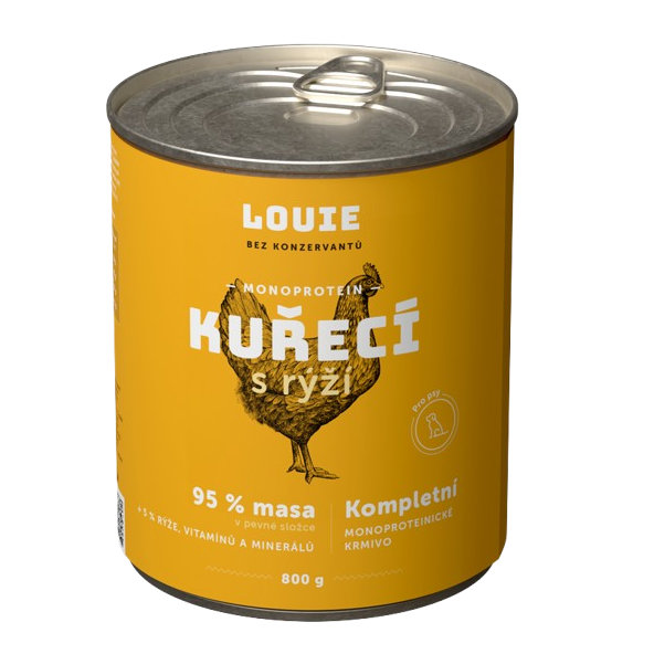 LOUIE konzerva pre psov s kuraťom a ryžou 800 g