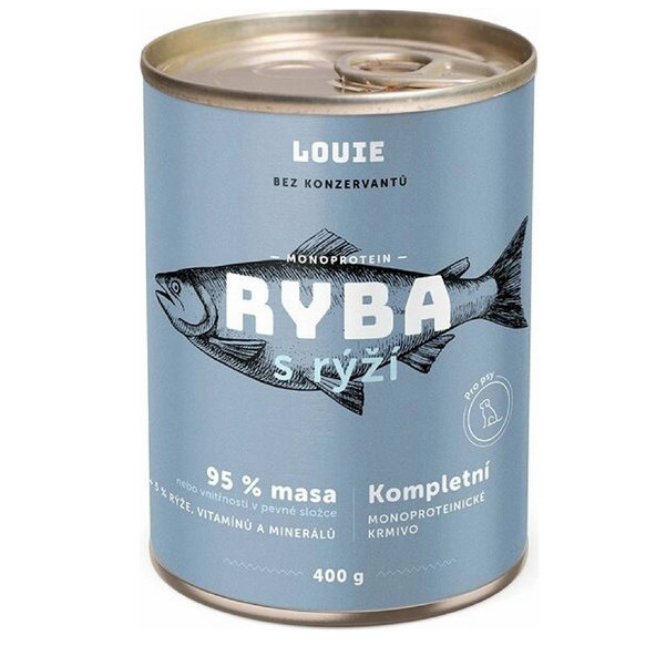 LOUIE konzerva pre psov s rybou a ryžou 800 g