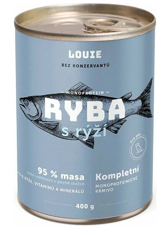 E-shop LOUIE konzerva pre psov s rybou a ryžou 800 g