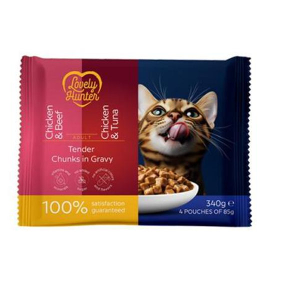 LOVELY HUNTER cat adult wet set kapsičiek pre mačky 4 x 85 g